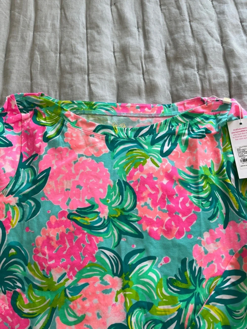 Lilly Pulitzer Pink, Aqua & Green Floral Top - Picture 6 of 7